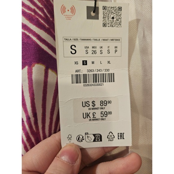 NWT Zara Satin Effect Printed Blazer Purple Art Deco Open Front Small - Picture 3 of 6